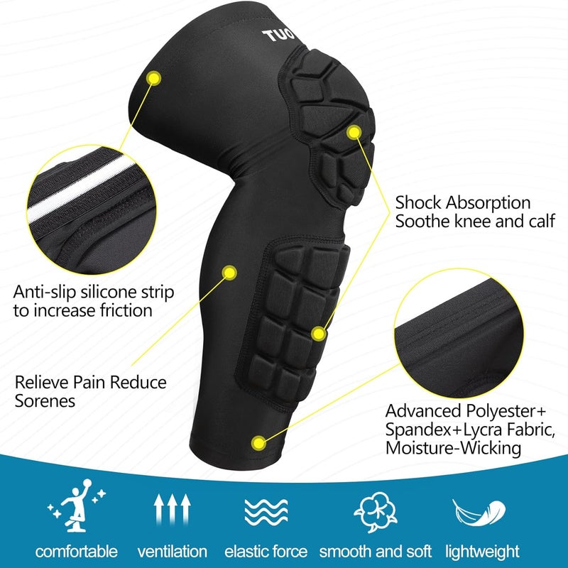 DGQY High-Density EVA Foam Padded Knee Calf Pads -Gym Knee Protectors, Non-Slip Sports Knee Guards for Running, Basketball, Fitness, and Workout for Men Women - Image 3